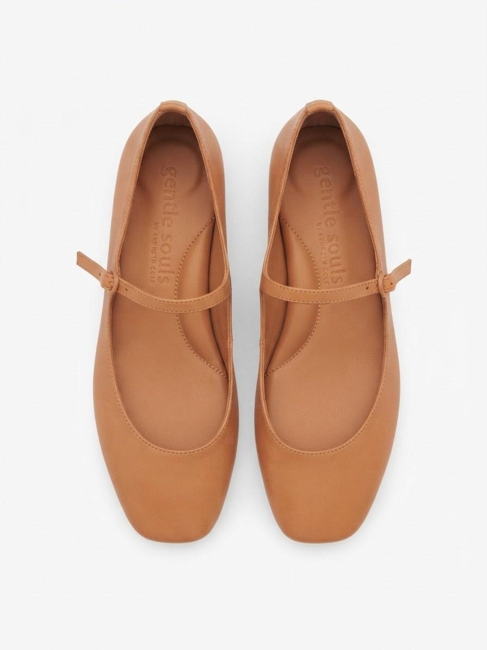 Kenneth Cole Tan Mary Jane Flats with Strap
